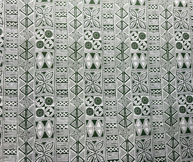 Traditional Polynesian Tapa Polyester Fabric - Black Polynesian Tattoo Print, 60" Width (1 Yard)