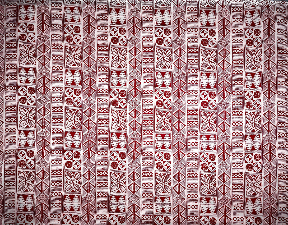 Traditional Polynesian Tapa Polyester Fabric - Black, White, Polynesian Tribal Tattoo Print, 60" Width (1 Yard)
