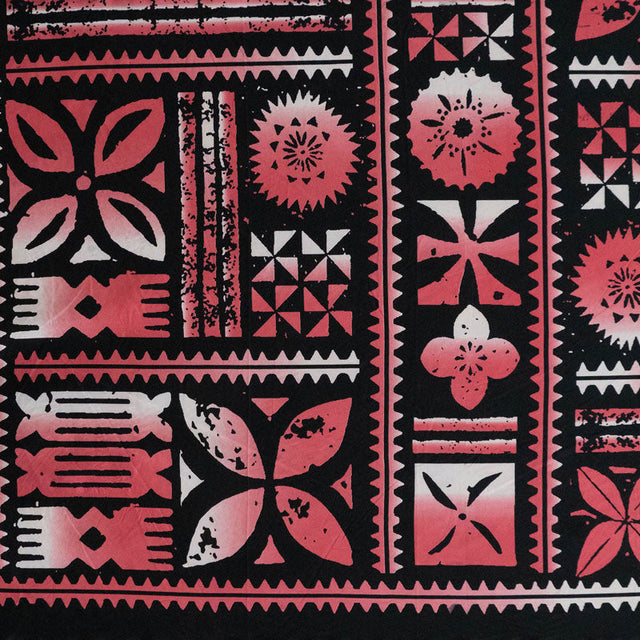 Traditional Polynesian Tapa Design Peachskin Fabric - Polynesian Tapa Print, 45" Width (1 Yard)