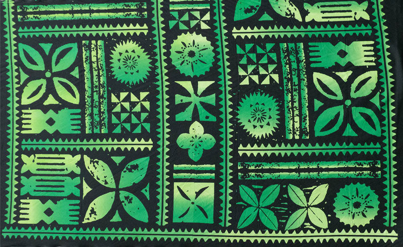 Traditional Polynesian Tapa Design Peachskin Polyester Fabric - Tapa Print, 45" Width (1 Yard)