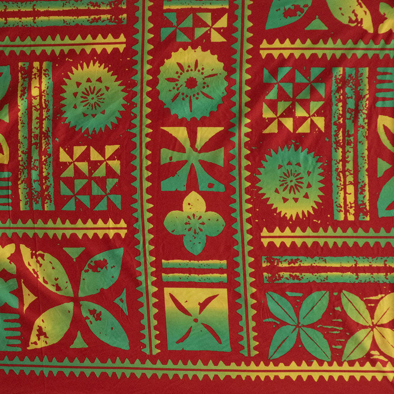 Polyester Peachskin Fabric Traditional Polynesian Tapa Design