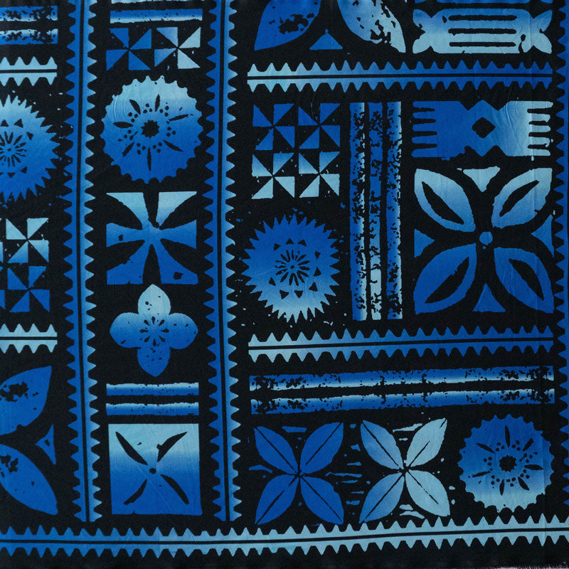 Traditional Polynesian Tapa Design Peachskin Fabric - Polynesian Tapa Print, 45" Width (1 Yard)