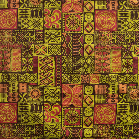 Polyester Fabric Traditional Polynesian Tapa Design