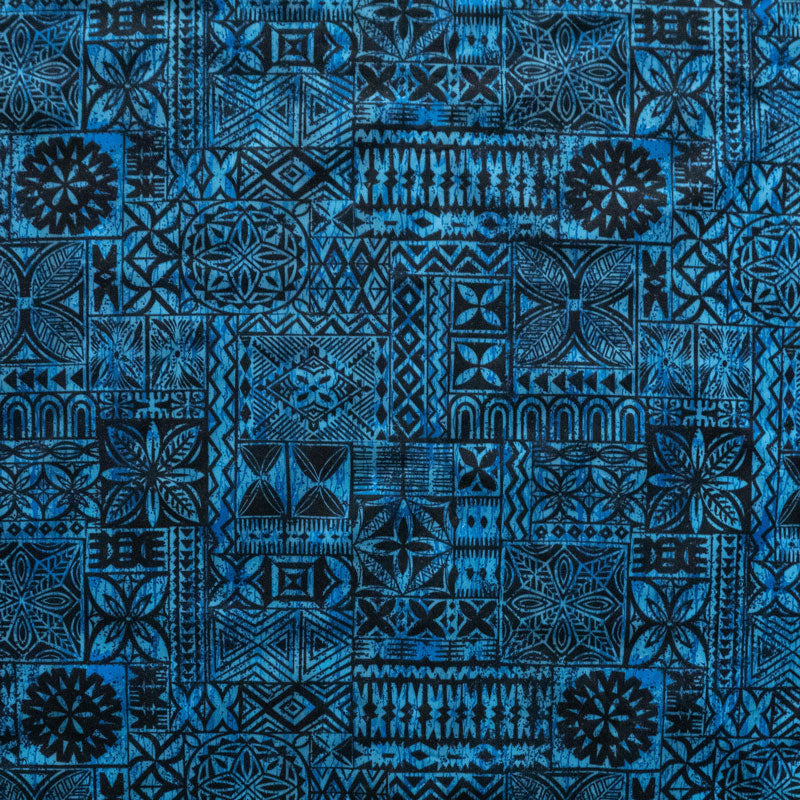 Traditional Polynesian Tapa Design Polyester Fabric - Geometric Polynesian Print, 60" Width (1 Yard)