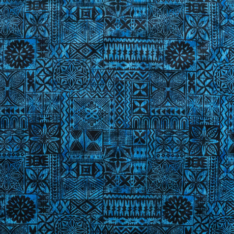 Traditional Polynesian Tapa Design Polyester Fabric - Geometric Polynesian Print, 60" Width (1 Yard)