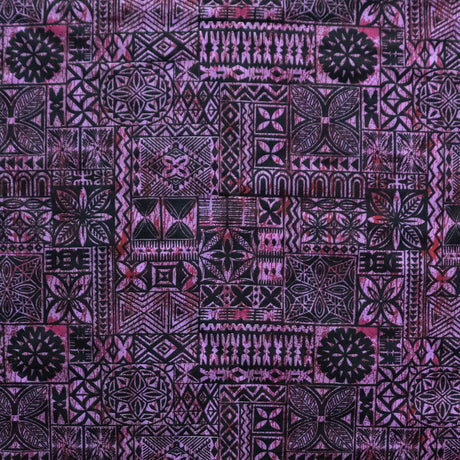 Traditional Polynesian Tapa Design Polyester Fabric - Geometric Polynesian Print, 60" Width (1 Yard)