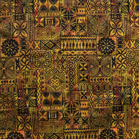 Polyester Fabric Traditional Polynesian Tapa Design