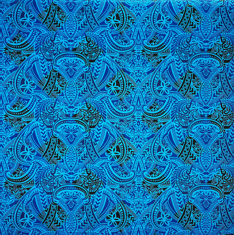 Traditional Polynesian Tattoo All Over Design Polyester Fabric - Red/Black/Yellow, 45" Width (1 Yard)