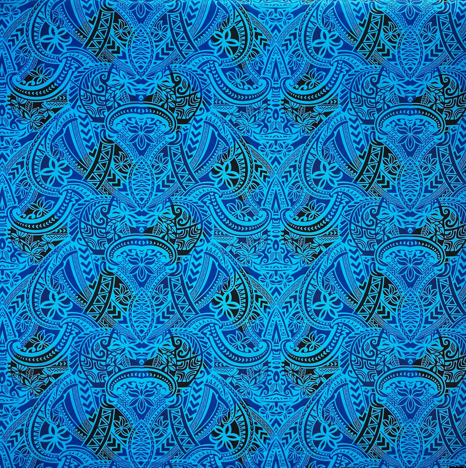 Traditional Polynesian Tattoo All Over Design Polyester Fabric - Red/Black/Yellow, 45" Width (1 Yard)
