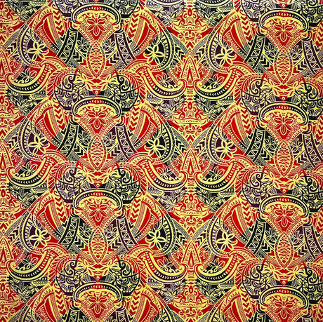 Polyester Peachskin Polynesian Tattoo Print Fabric