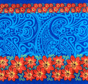 Polyester Fabric Traditional Polynesian Tattoo Daisy Double Border