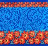 Traditional Polynesian Tattoo Daisy Double Border 100 Percent Polyester Fabric - Polynesian Tattoo Daisy Double Border, 44/45" Width (1 Yard)