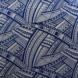 Traditional Polynesian Tattoo Design Polyester Foil Fabric - Royal/White, Beige/Red, Black/Silver, Red/Gold, White/Charcoal, 36" X 60" (1 Yard)