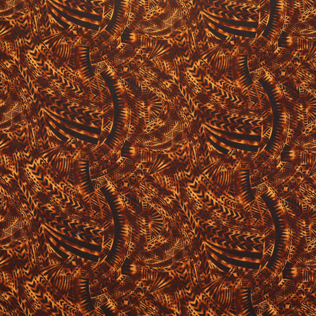 Traditional Polynesian Tattoo Design Rayon Poplin Fabric - Tribal Print, 36" X 45" (1 Yard)