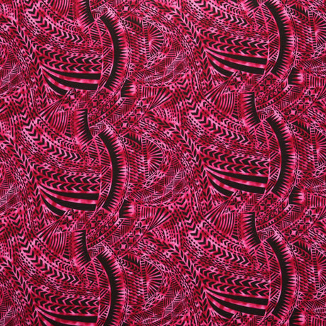 Rayon Poplin Fabric Traditional Polynesian Tattoo Design