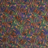 Traditional Polynesian Tattoo Design Watercolor Polyester Fabric - Multicolor Watercolor Print, 36" X 45" (1 Yard)