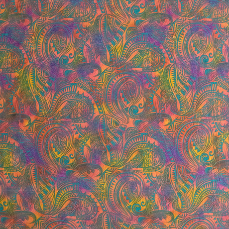 Polyester Fabric Traditional Polynesian Tattoo Watercolor Print