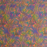 Traditional Polynesian Tattoo Design Watercolor Polyester Fabric - Multicolor Watercolor Print, 36" X 45" (1 Yard)