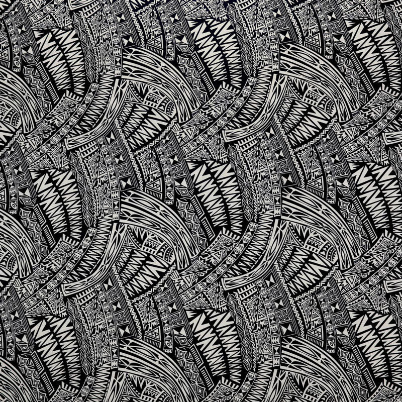 Traditional Polynesian Tattoo Cotton Light Bar-Cloth Fabric - Multi Color Polynesian Tribal Tattoo Print, 45" Width (1 Yard)