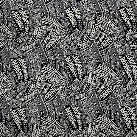 Traditional Polynesian Tattoo Cotton Light Bar-Cloth Fabric - Multi Color Polynesian Tribal Tattoo Print, 45" Width (1 Yard)