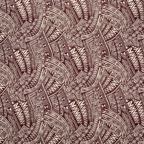 Traditional Polynesian Tattoo Cotton Light Barkcloth Fabric - Multi Color Polynesian Tribal Tattoo Print, 45" Width (1 Yard)