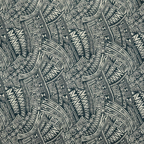 Traditional Polynesian Tattoo Cotton Light Barkcloth Fabric - Multi Color Polynesian Tribal Tattoo Print, 45" Width (1 Yard)