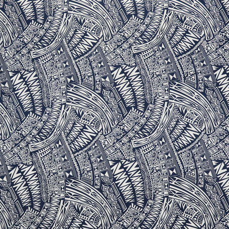 Traditional Polynesian Tattoo Cotton Light Barkcloth Fabric - Multi Color Polynesian Tribal Tattoo Print, 45" Width (1 Yard)