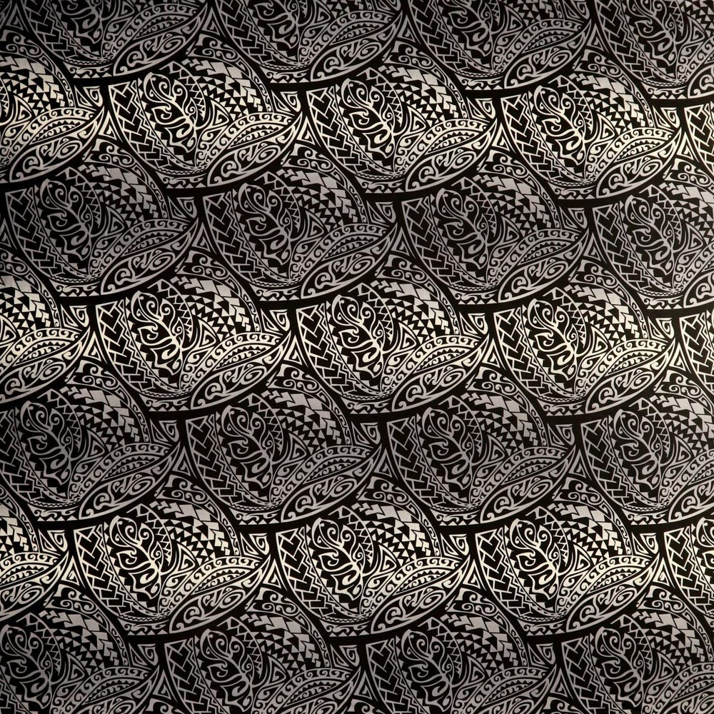 Cotton Poplin Fabric Traditional Polynesian Tattoo Gradient Design