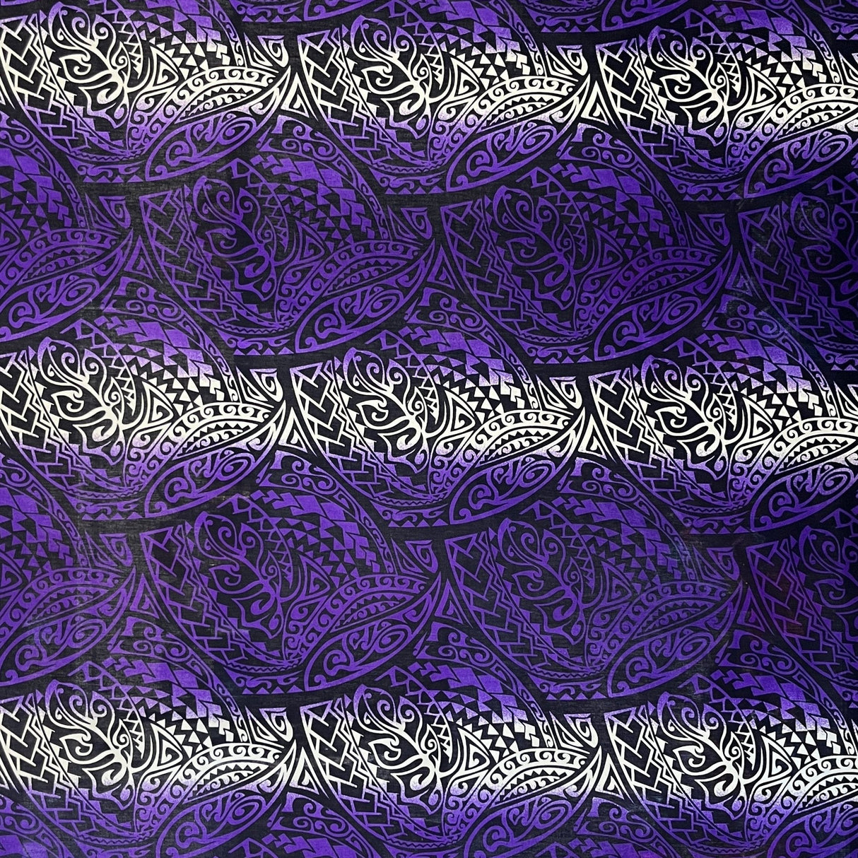 Traditional Polynesian Tattoo Gradient Design Cotton Poplin Fabric - Gradient Polynesian Tattoo Print, 36" X 45" (1 Yard)