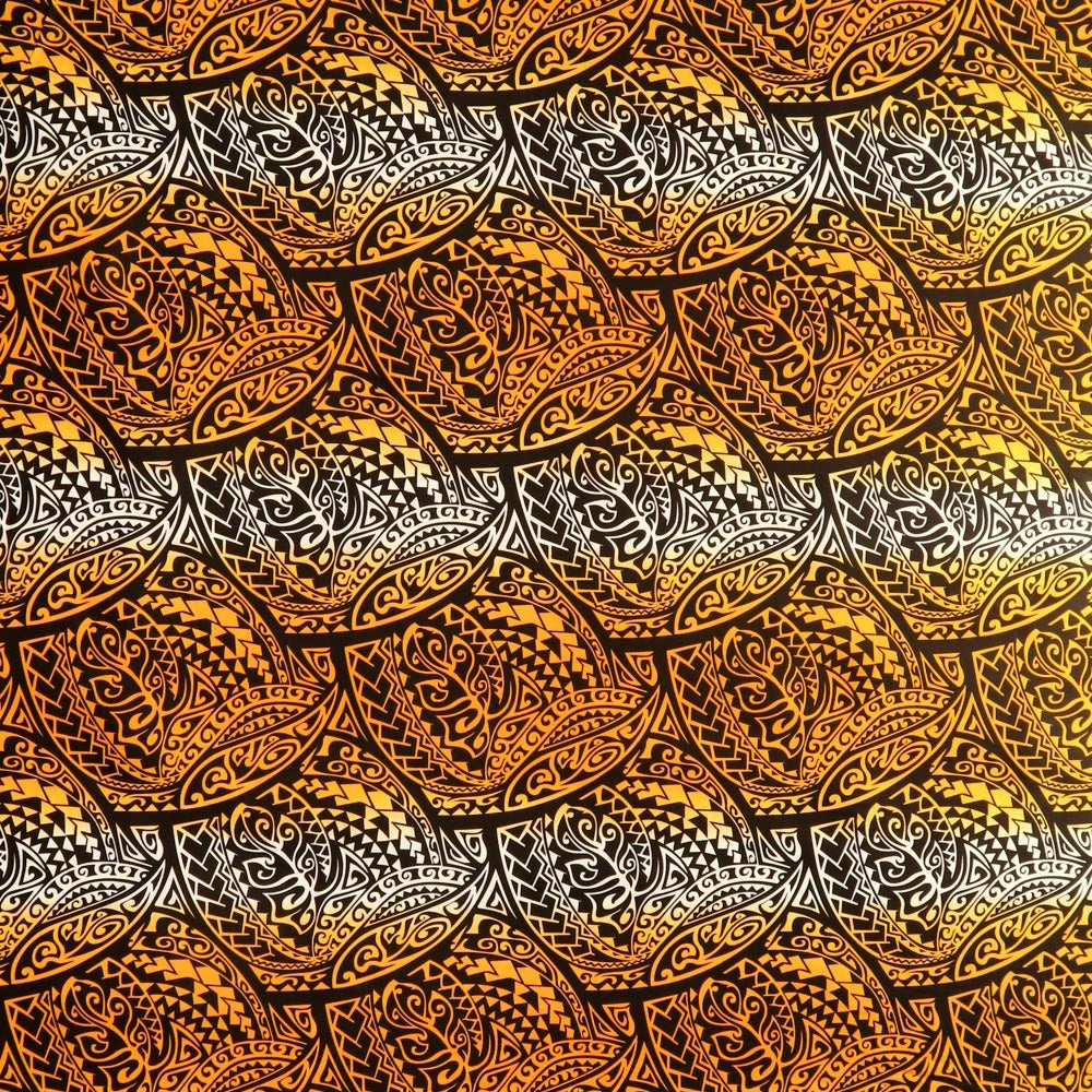 Cotton Poplin Fabric Traditional Polynesian Tattoo Gradient Design