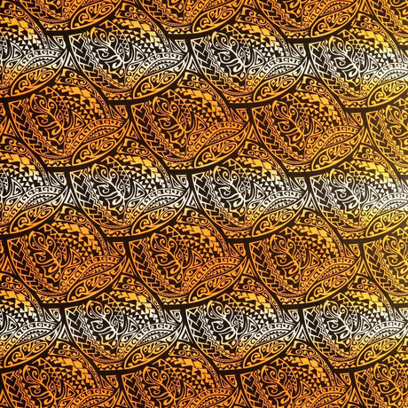 Traditional Polynesian Tattoo Gradient Design Cotton Poplin Fabric - Gradient Tattoo Design, 36" X 45", One Size (1 Yard)