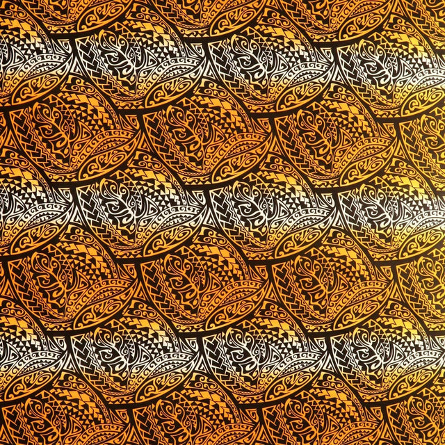 Cotton Poplin Fabric Traditional Polynesian Tattoo Gradient Design