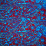 Traditional Polynesian Tattoo Hibiscus Plumeria Swirls Design Cotton Fabric - Blue/ Red, Blue/ Grey, Red/ White, Orange/ Blue, Green/ Navy, 36" X 45" (1 Yard)