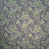 Traditional Polynesian Tattoo Philodendron Leaves Polyester Cotton Fabric - Chambray Denim Look, 36" X 58-60" Width (1 Yard)