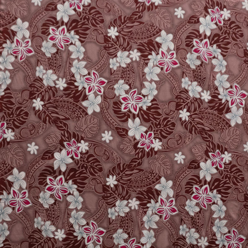Peachskin Fabric Traditional Polynesian Tattoo Plumeria Tiare Design