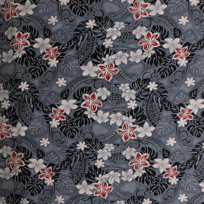 Peachskin Fabric Traditional Polynesian Tattoo Plumeria Tiare Design