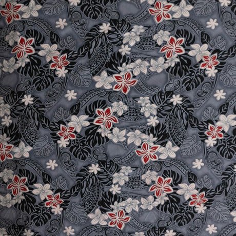 Peachskin Fabric Traditional Polynesian Tattoo Plumeria Tiare Design