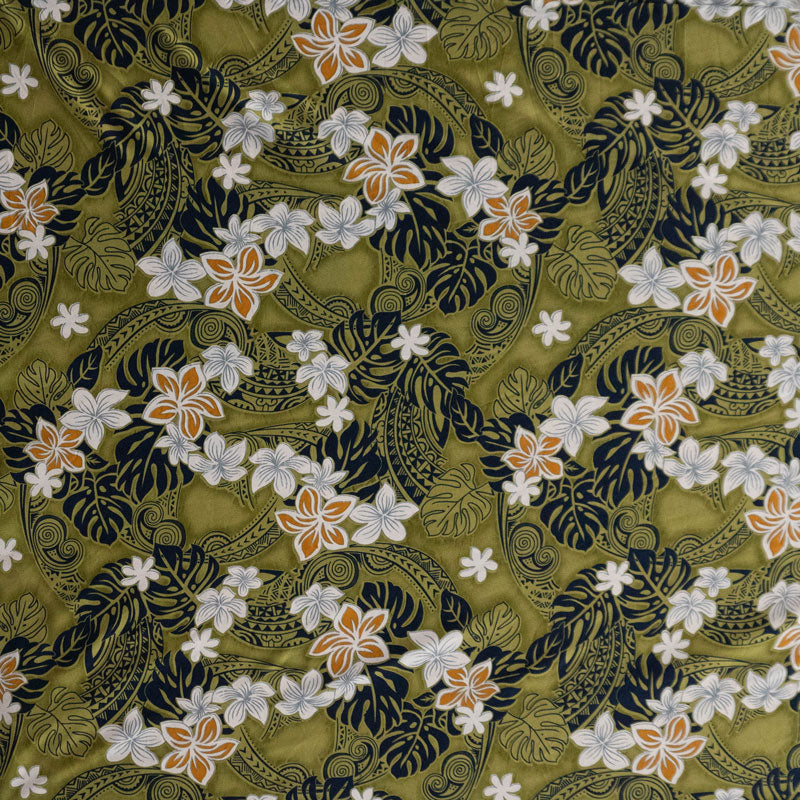 Peachskin Fabric Traditional Polynesian Tattoo Plumeria Tiare Design