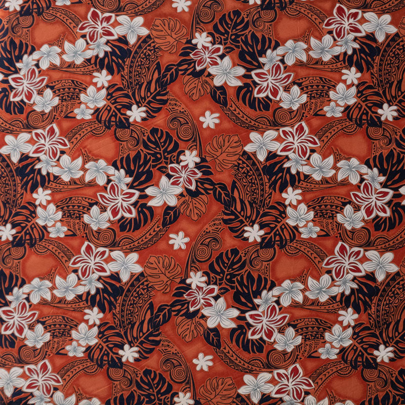 Peachskin Fabric Traditional Polynesian Tattoo Plumeria Tiare Design