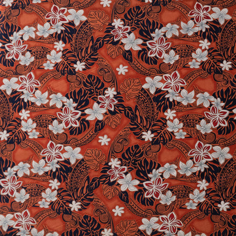 Peachskin Fabric Traditional Polynesian Tattoo Plumeria Tiare Design