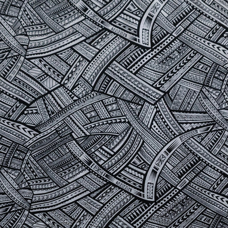 Traditional Polynesian Tattoo Polyester Fabric - Polynesian Tattoo Print, 60" Width (1 Yard)