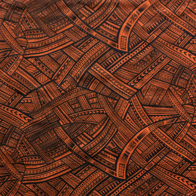 Traditional Polynesian Tattoo Polyester Fabric - All-Over Polynesian Tattoo Print, 60" Width (1 Yard)