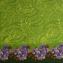 Peachskin Fabric Traditional Polynesian Tattoo Rose Polka Dot Border