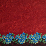 Peachskin Fabric Traditional Polynesian Tattoo Rose Polka Dot Border