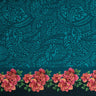 Traditional Polynesian Tattoo Rose Polka Dot Border Peachskin Fabric - Red, Lime Green, Royal, Fuchsia, Teal, 45" Width (1 Yard)