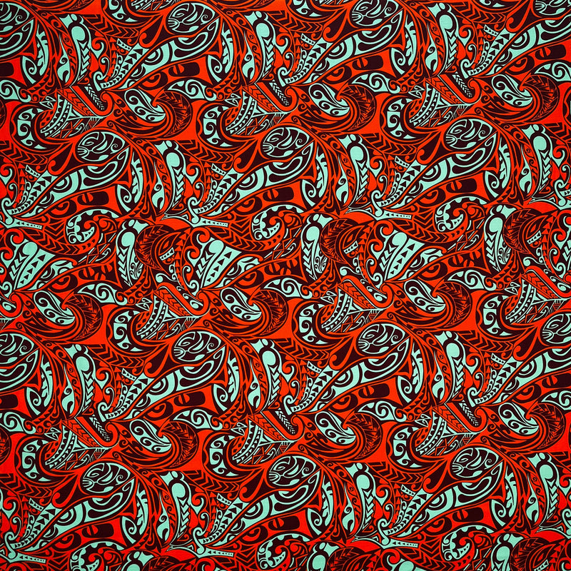 Traditional Polynesian Tattoo Swirl All Over Design 100 Percent Cotton Barkcloth Fabric - Light Barkcloth, All Over Design, 45" Width (1 Yard)