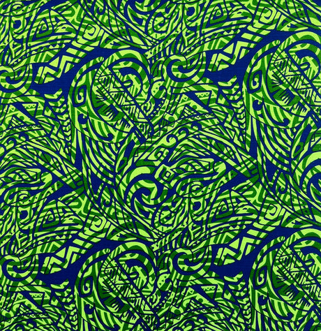 Cotton Barkcloth Fabric Traditional Polynesian Tattoo Swirl