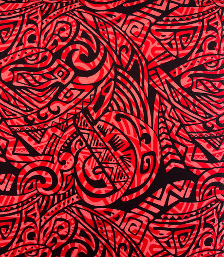 Cotton Barkcloth Fabric Traditional Polynesian Tattoo Swirl