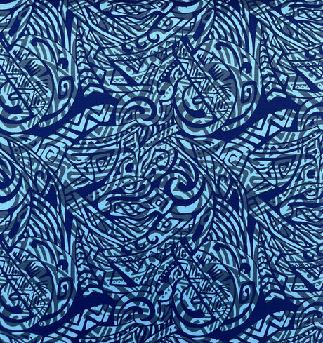 Cotton Barkcloth Fabric Traditional Polynesian Tattoo Swirl