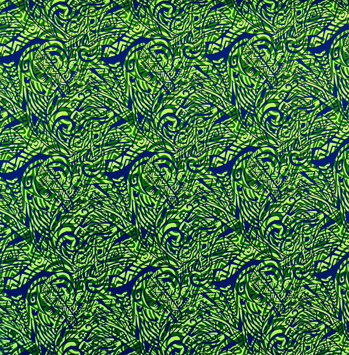 Traditional Polynesian Tattoo Swirl Design Cotton Light Barkcloth Fabric - Jet Black Tribal Print, 36" X 45" (1 Yard)